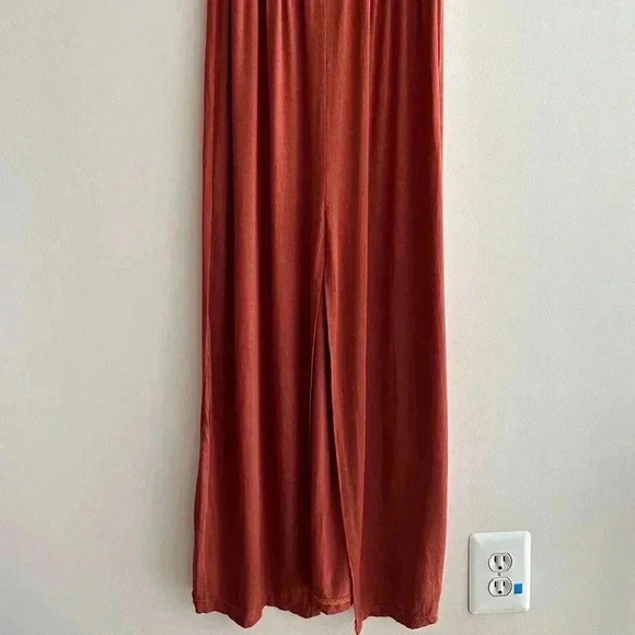 boohoo Stretch Midi Dress, Ruffled Off the Shoulder Sleeves, Burnt Orange, 6 - Picture 2 of 16